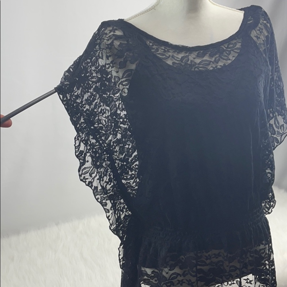 AB Studio Black Sheer Top with Cami Size L - Picture 6 of 14